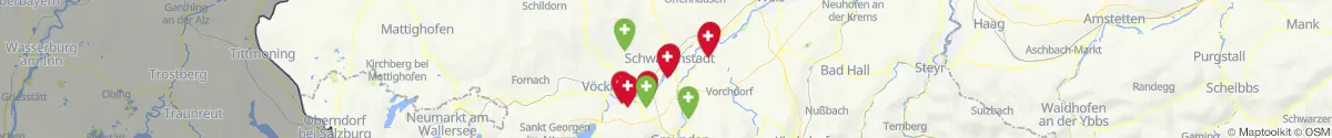 Kartenansicht für Apotheken-Notdienste in der Nähe von Oberndorf bei Schwanenstadt (Vöcklabruck, Oberösterreich)